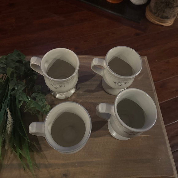 Set 4 PFALTZGRAFF 1984 HEIRLOOM Pedestal Stoneware Coffee Mug Cup Green Floral - Picture 2 of 3